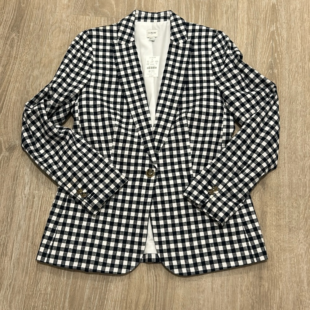 J.Crew navy gingham blazer